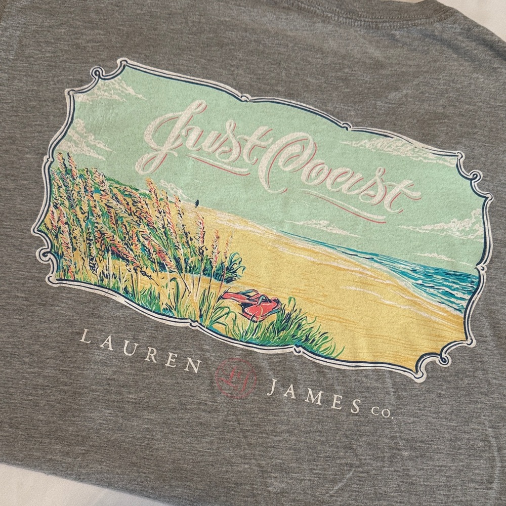 Lauren James Just Coast Gray Graphic Tee